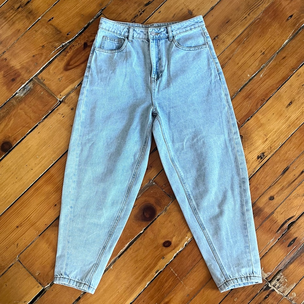 Poetry High Rise Cropped Tapered Jeans Light Wash Denim Size 10 - Picture 3 of 16